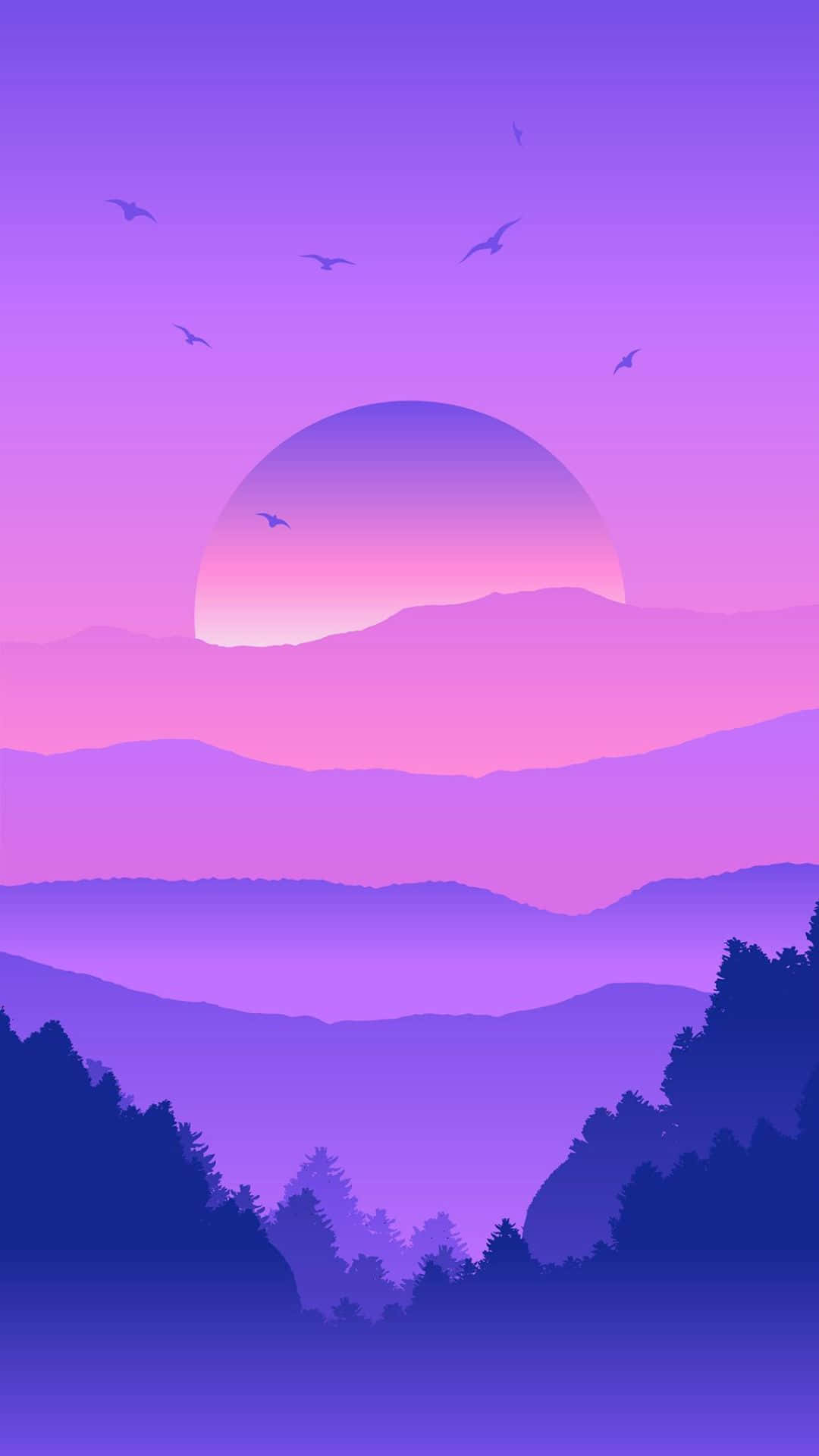 Mauve Mountain Sunset Wallpaper