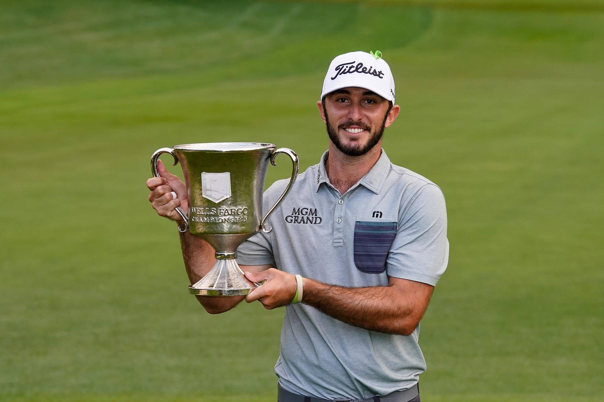 Max Homa Holding Wells Fargo Championship Trophy Background