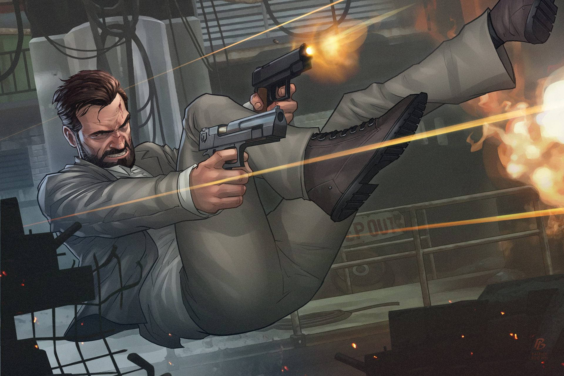 Max Payne Gunfight Art Wallpaper