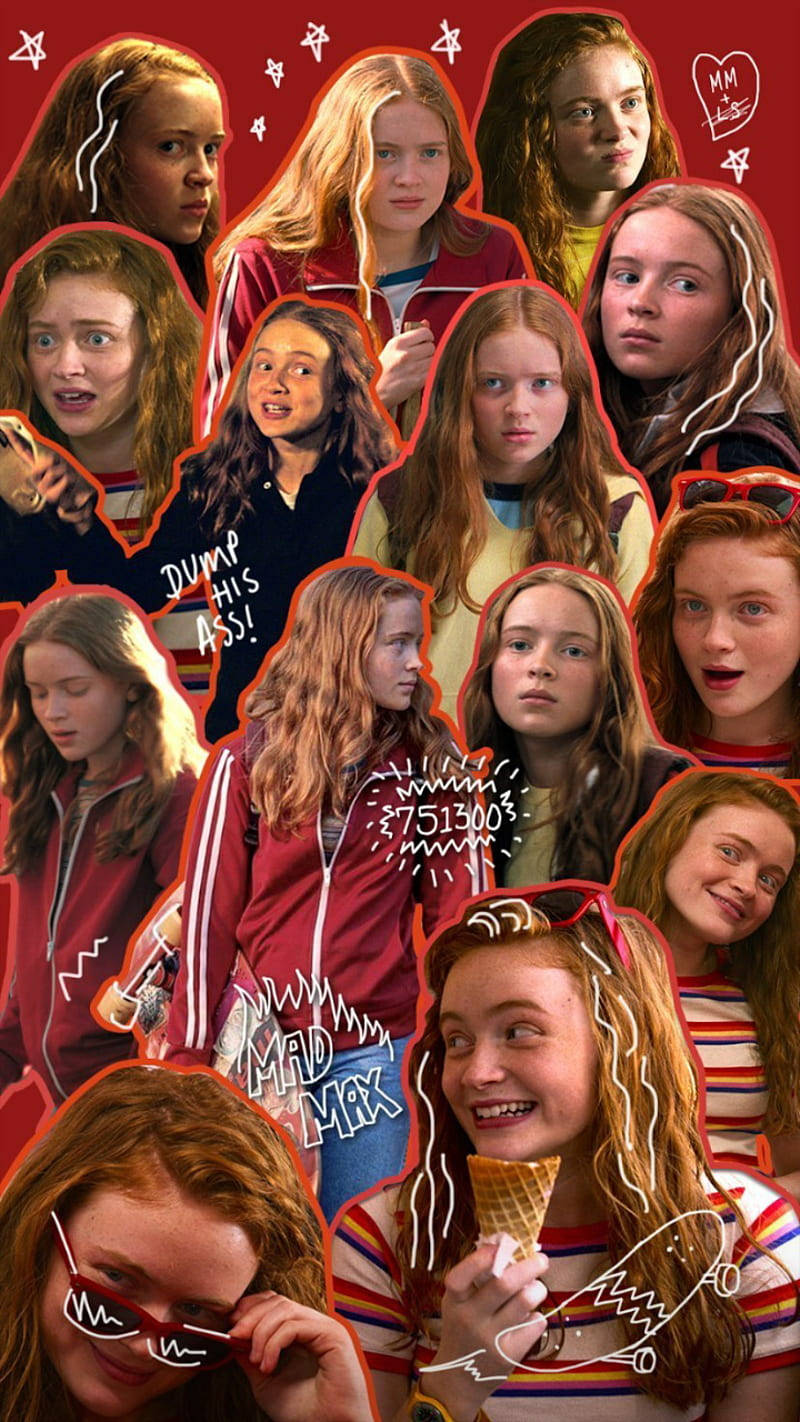 Max Red Collage Stranger Things Phone Wallpaper