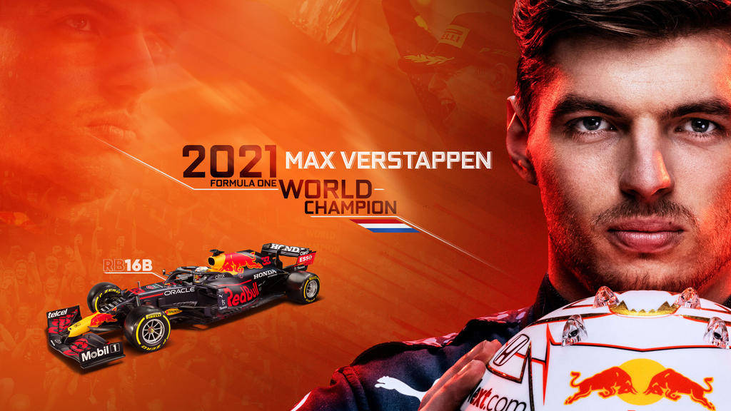 Max Verstappen 2021 F1 World Champion Wallpaper