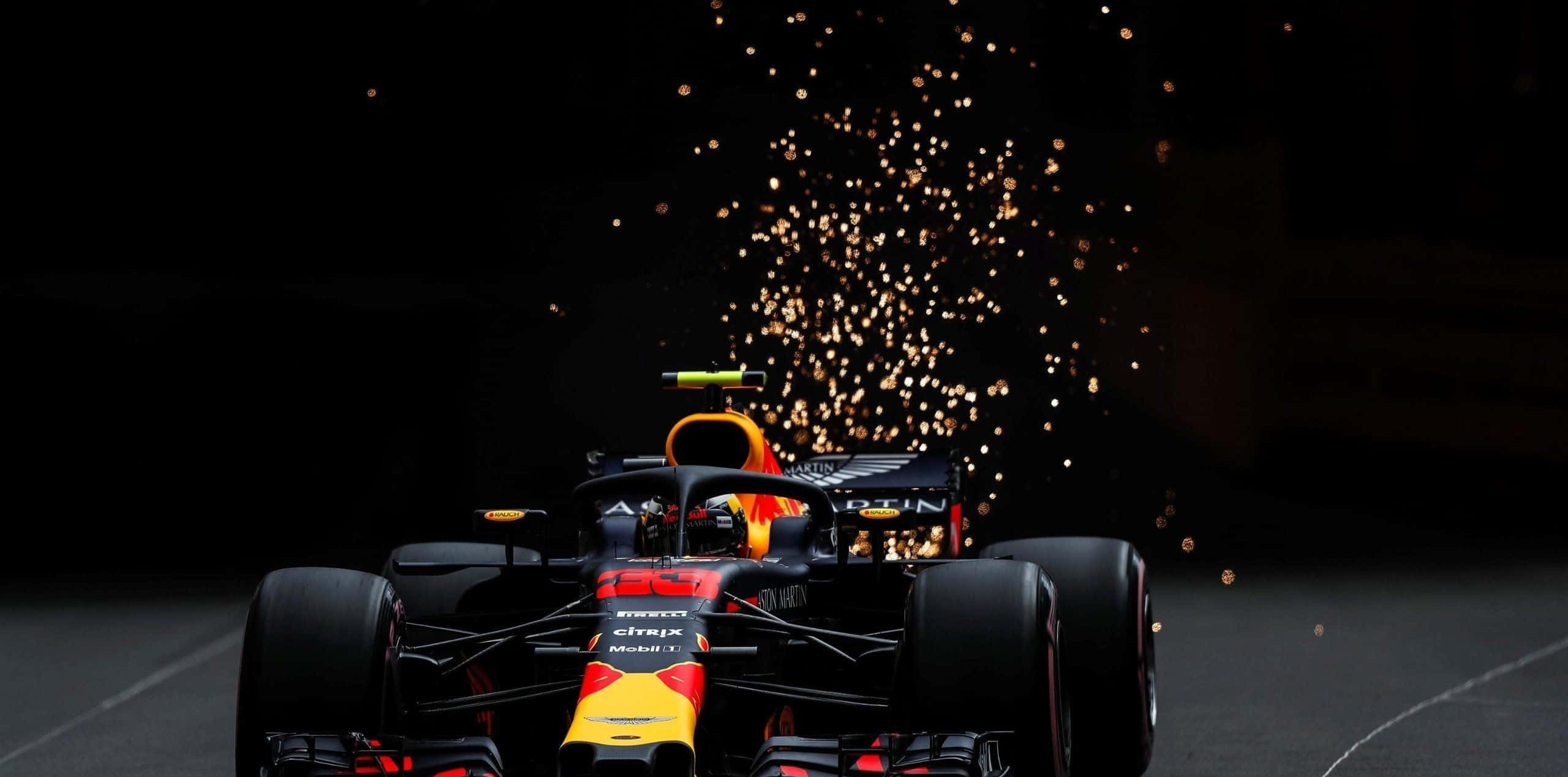 Max Verstappen in action during a Formula One race
