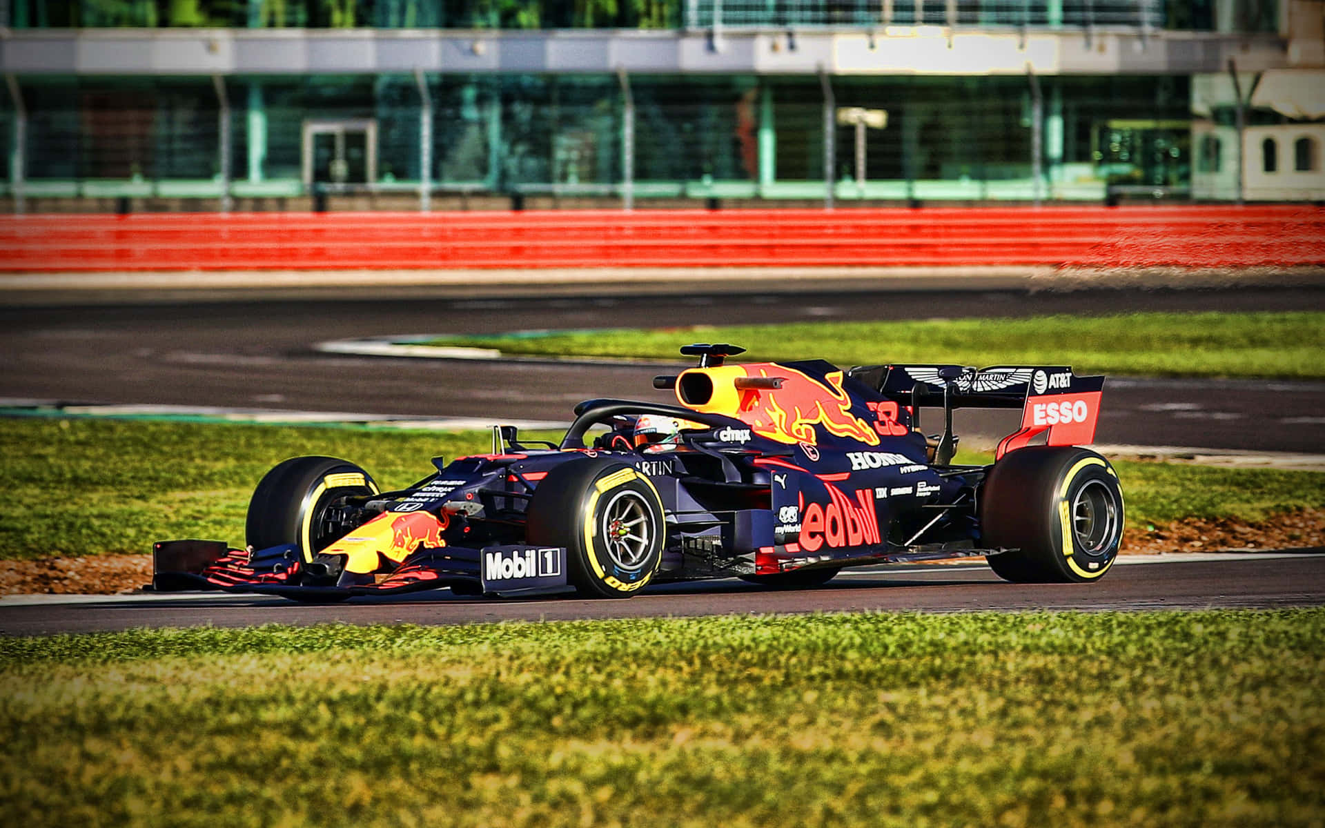 Max Verstappen racing in his Red Bull car