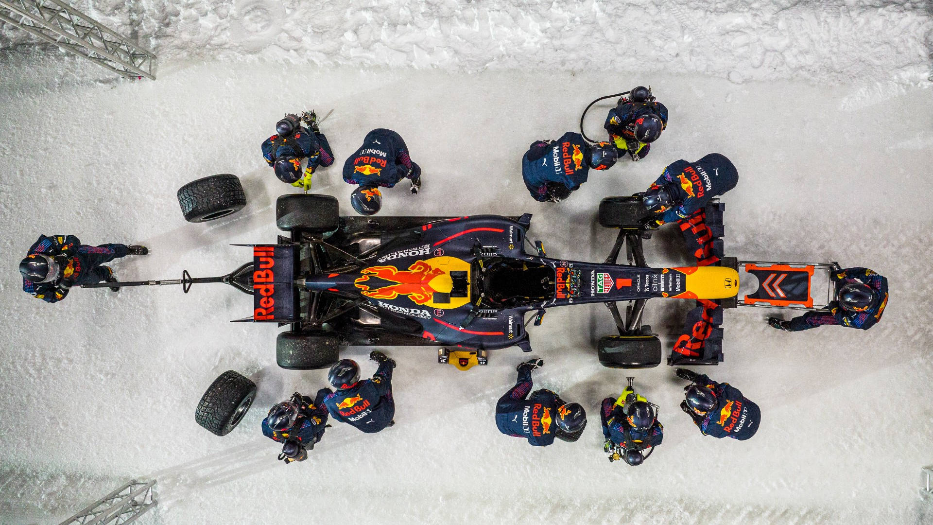 Max Verstappen showcasing skills at the F1 Winter Show Wallpaper