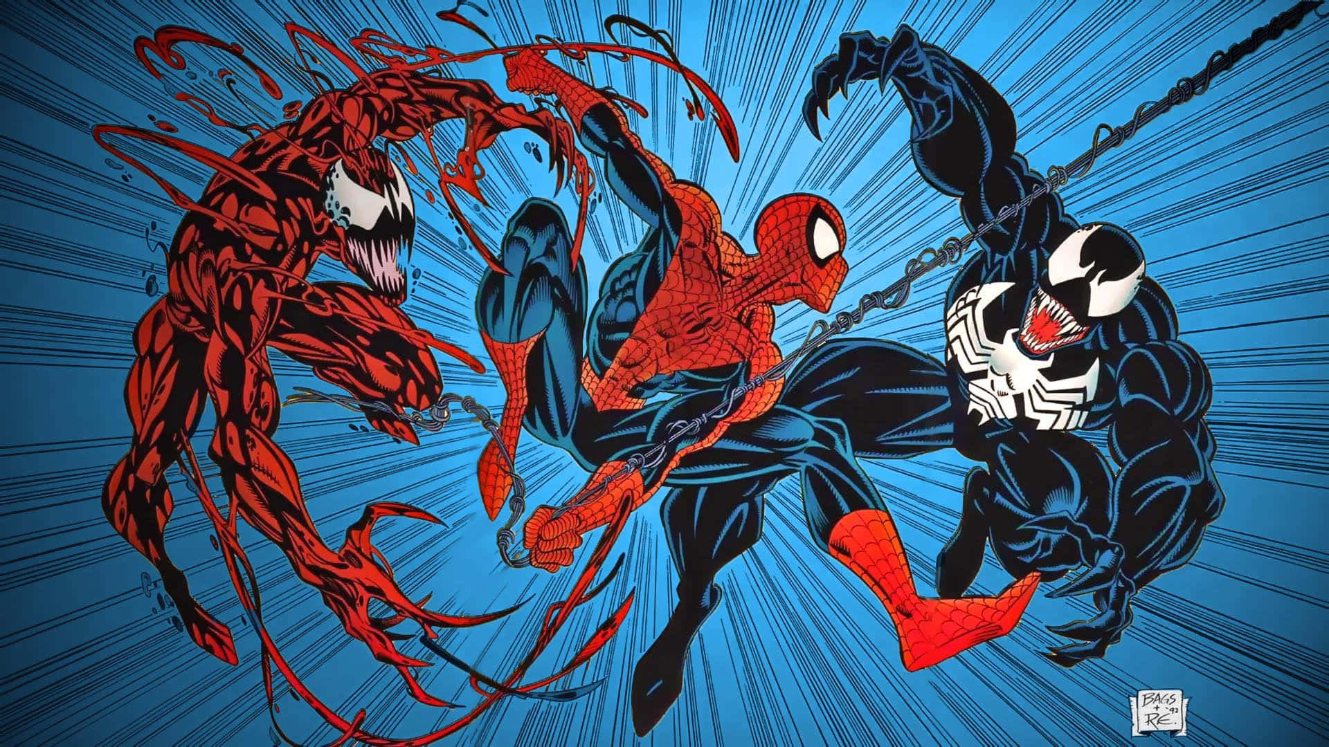 Unleashing Maximum Carnage - The Fierce Battle of Marvel Heroes and Villains Wallpaper