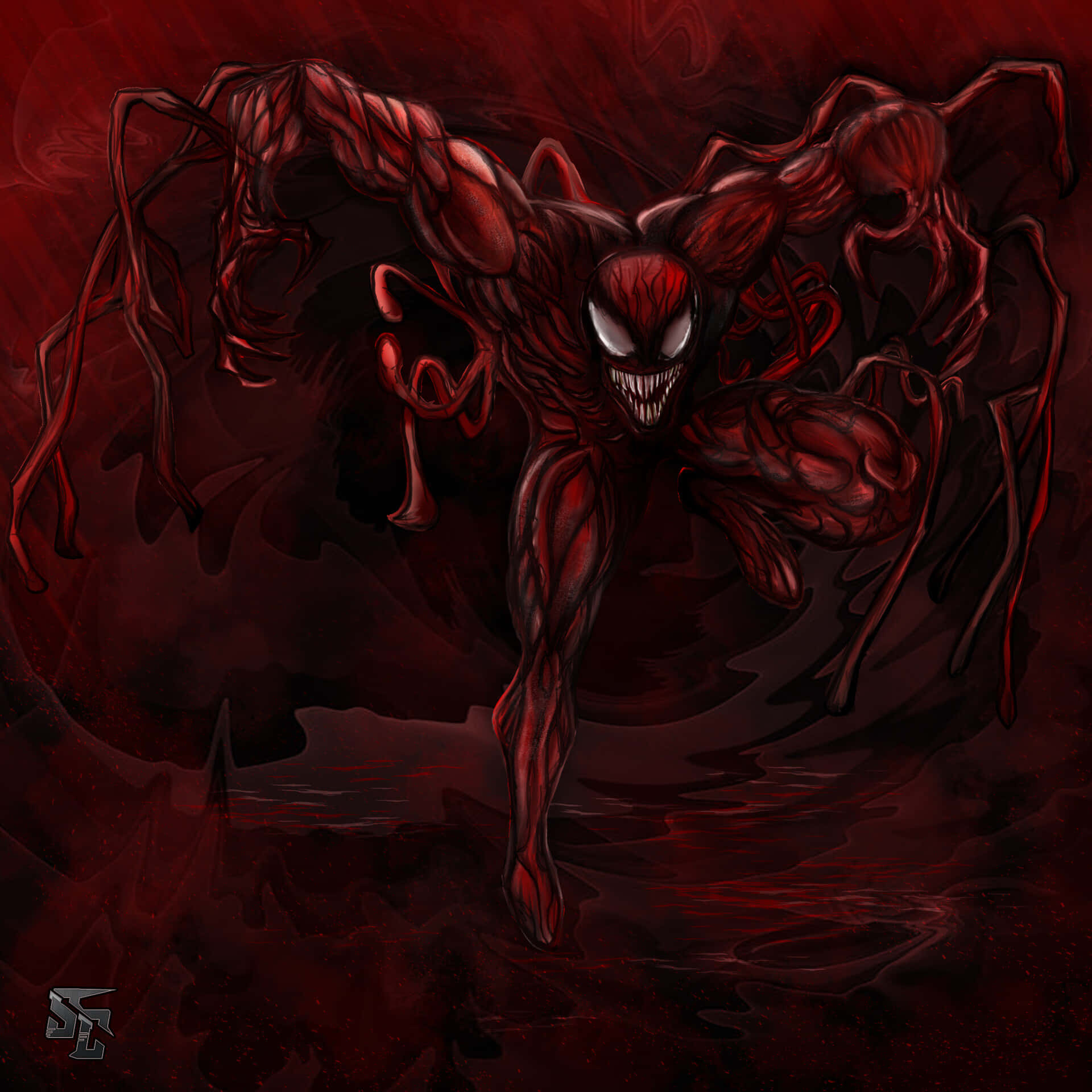 Venom and Spiderman Face-off in Maximum Carnage Wallpaper