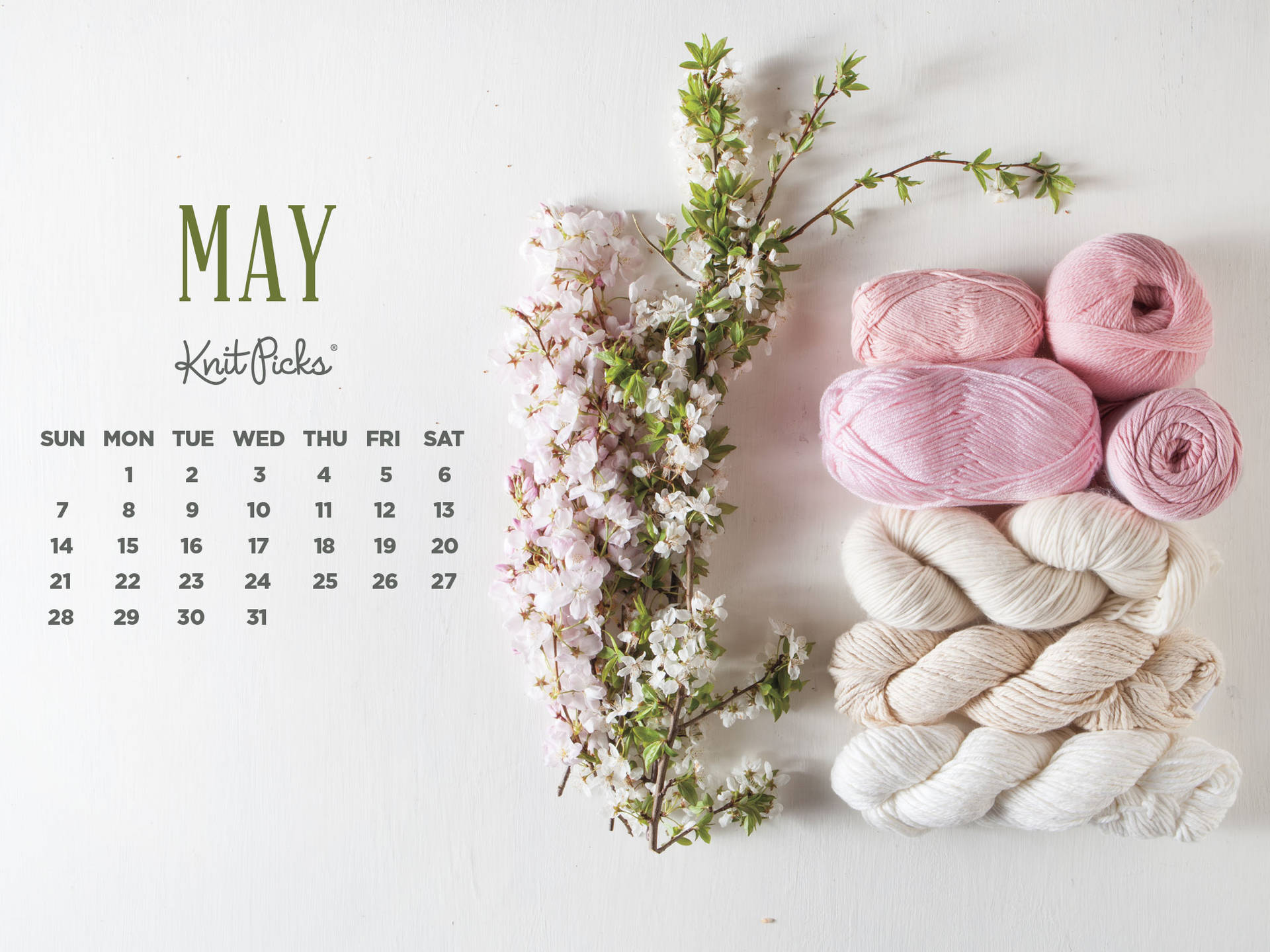 May 2022 Calendar Pastel Flowers And Yarns Picture