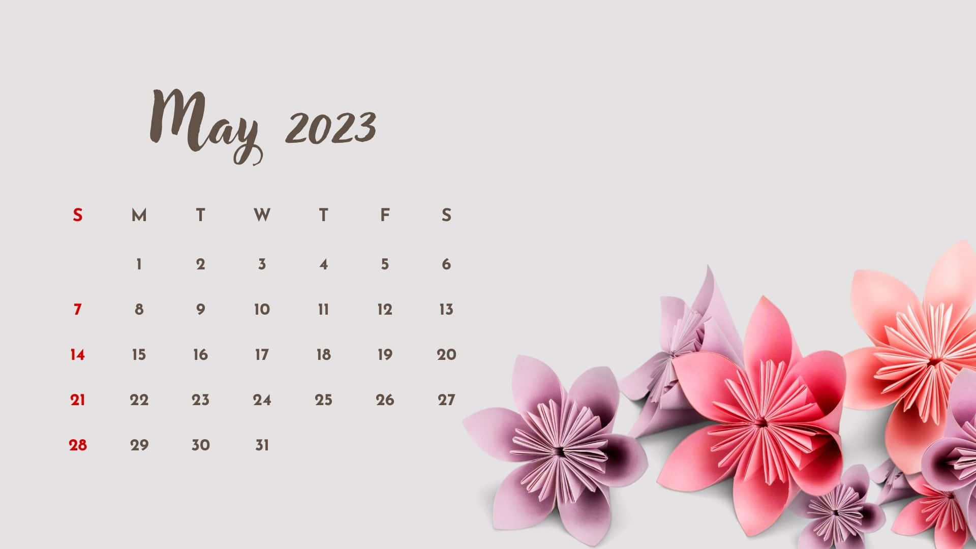 A Calendar With Pink Flowers On It Wallpaper