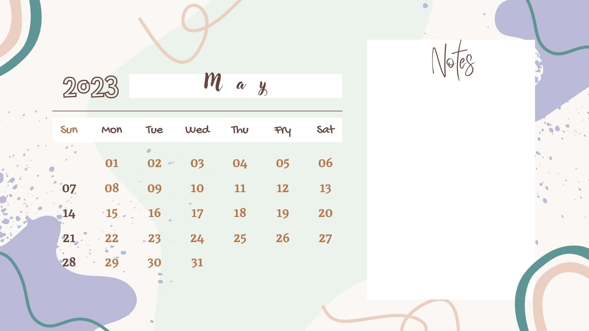 A Calendar With A Colorful Background Wallpaper