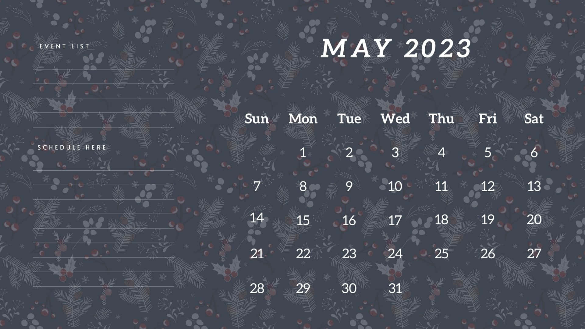 A Calendar With A Floral Pattern On It Wallpaper
