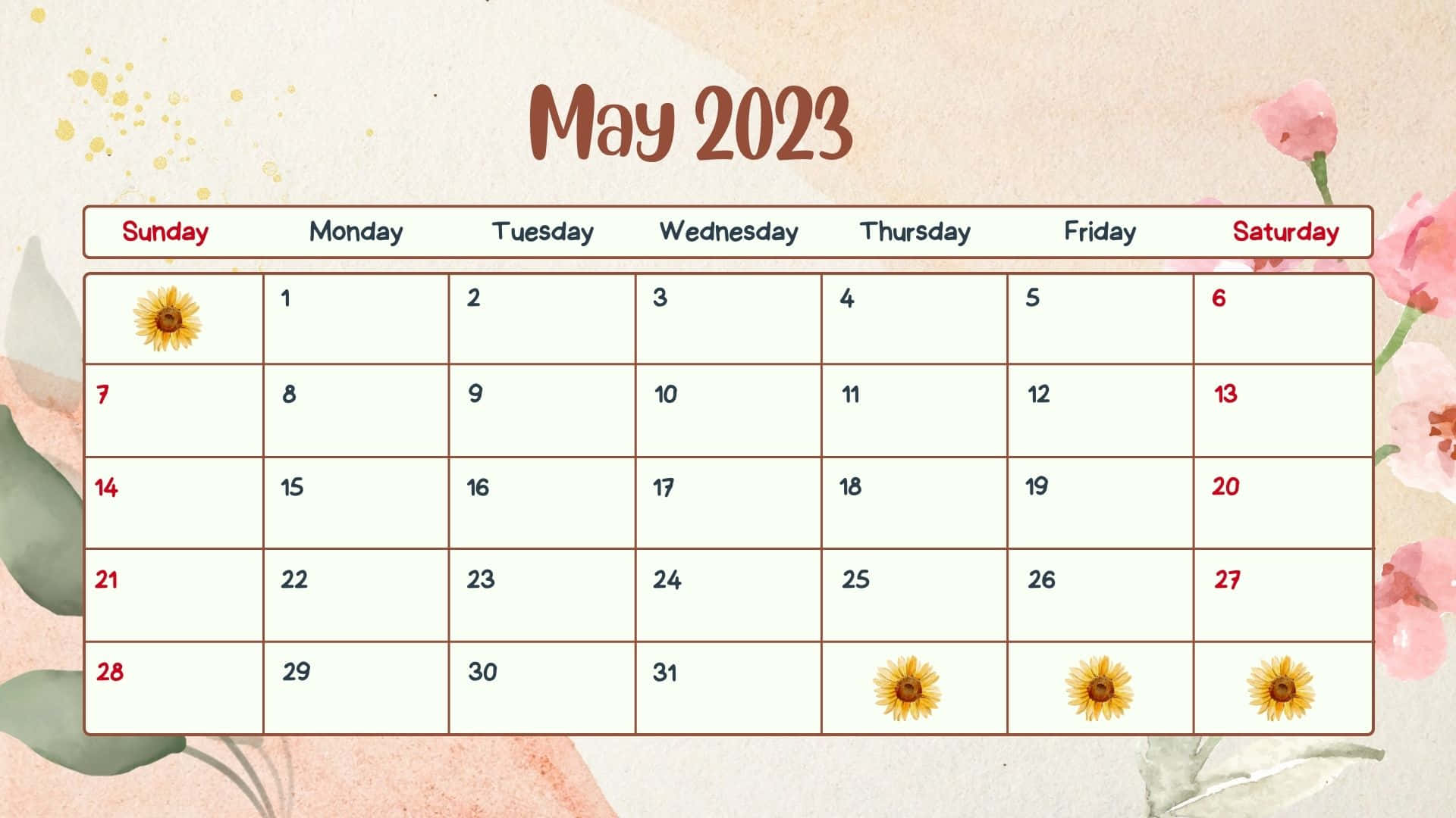 Mantenteorganizado/a Con El Calendario De Mayo De 2023. Fondo de pantalla