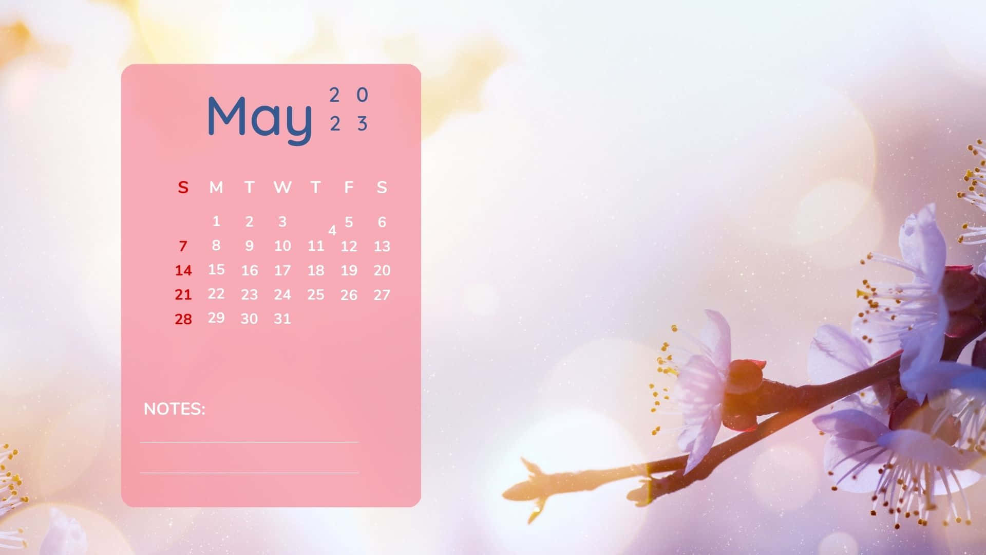 A Pink Calendar With Flowers On It Wallpaper
