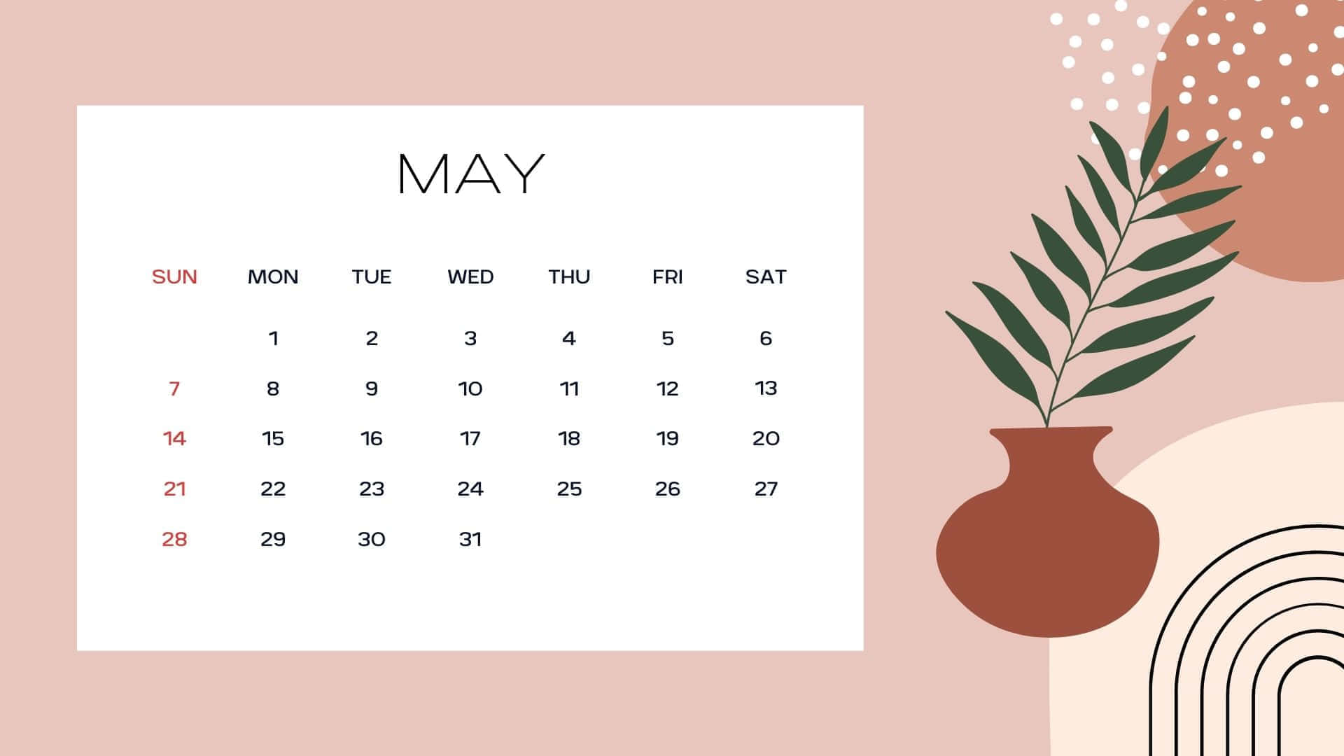 May Calendar Aesthetic Design Wallpaper