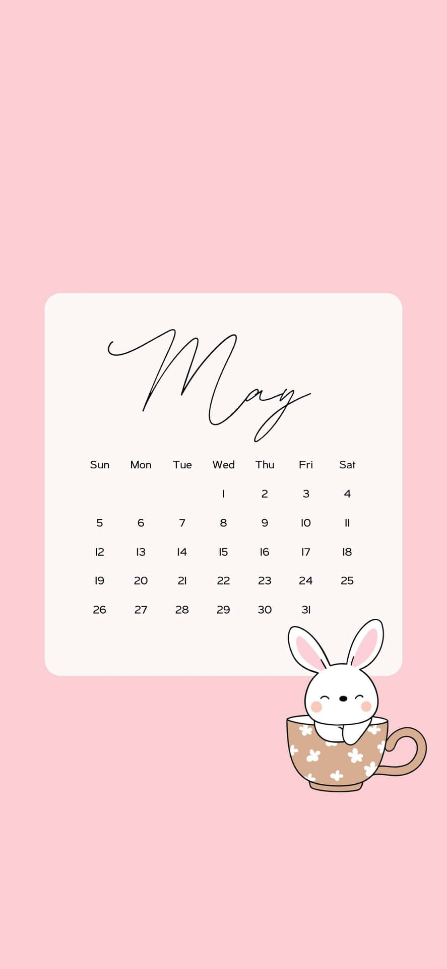 May Calendar Aestheticwith Bunny Wallpaper