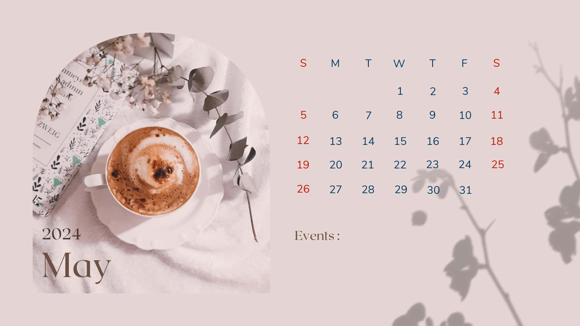 May Coffee Calendar Aesthetic.jpg Wallpaper