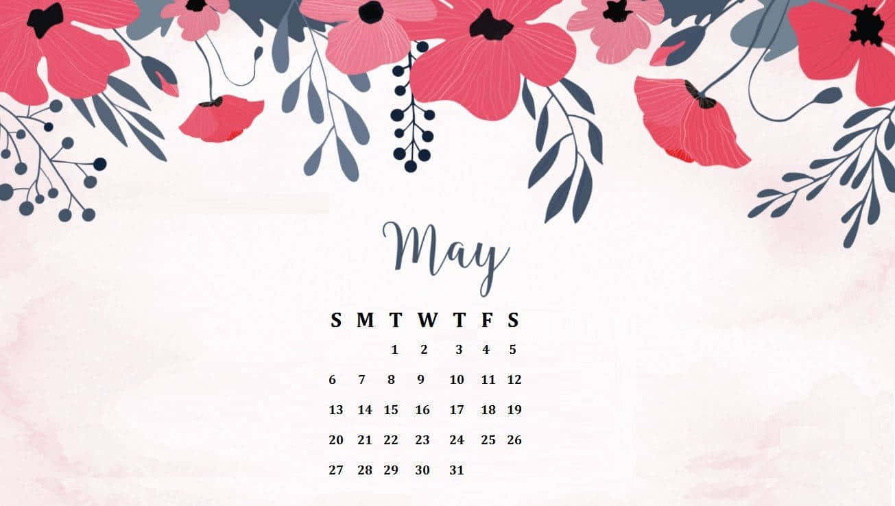 May Floral Calendar Design Wallpaper