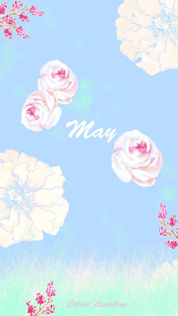 A colorful floral painting of May Wallpaper