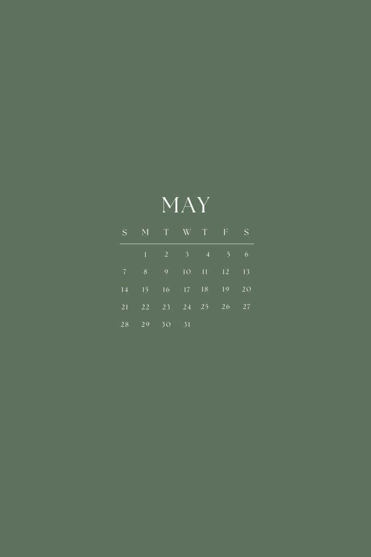 May Minimalist Aesthetic Calendar Wallpaper
