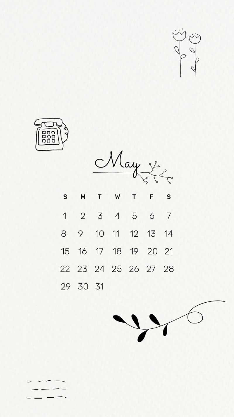 May_ Minimalist_ Floral_ Calendar Wallpaper