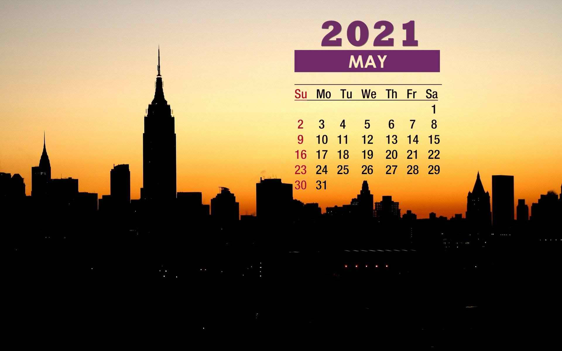 May Sunset Skyscrapers Calendar 2021