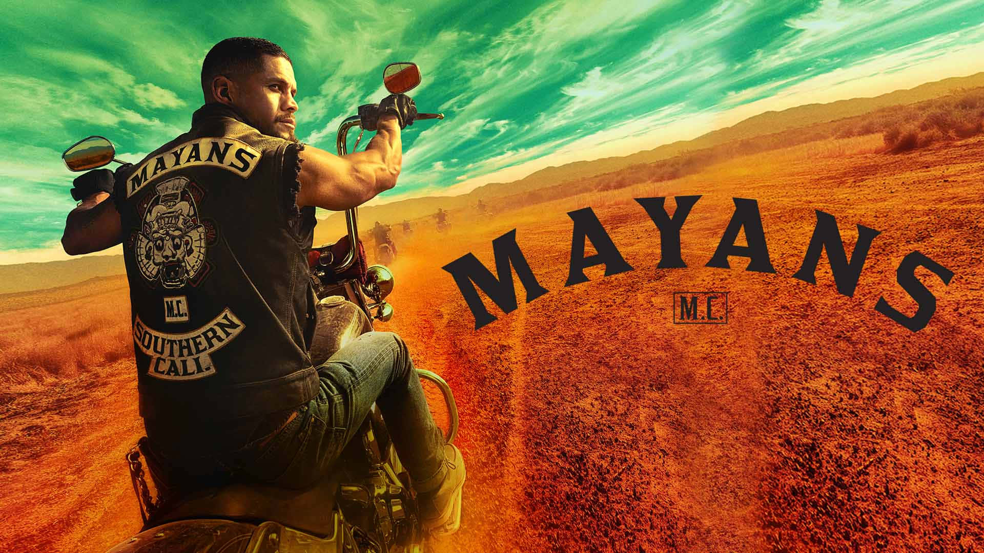 Mayansum Homem Pilotando Uma Motocicleta No Deserto. Papel de Parede