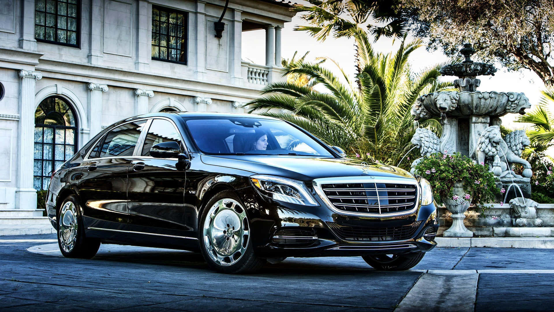 Luxurious Maybach Vehicle Parked by the Shore Wallpaper