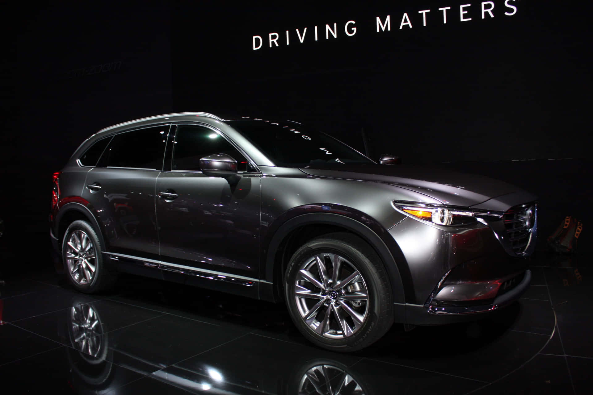 Stunning Silver Mazda CX-9 on the Road Wallpaper