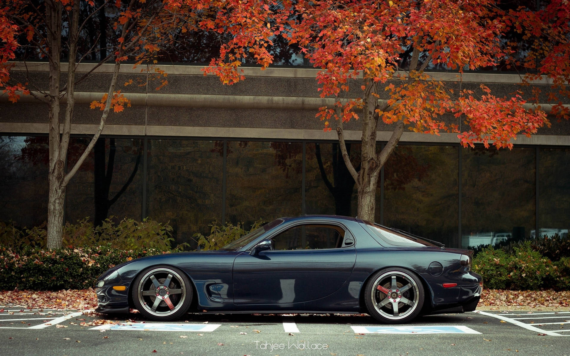 Mazda RX-7 Building Side View Wallpaper