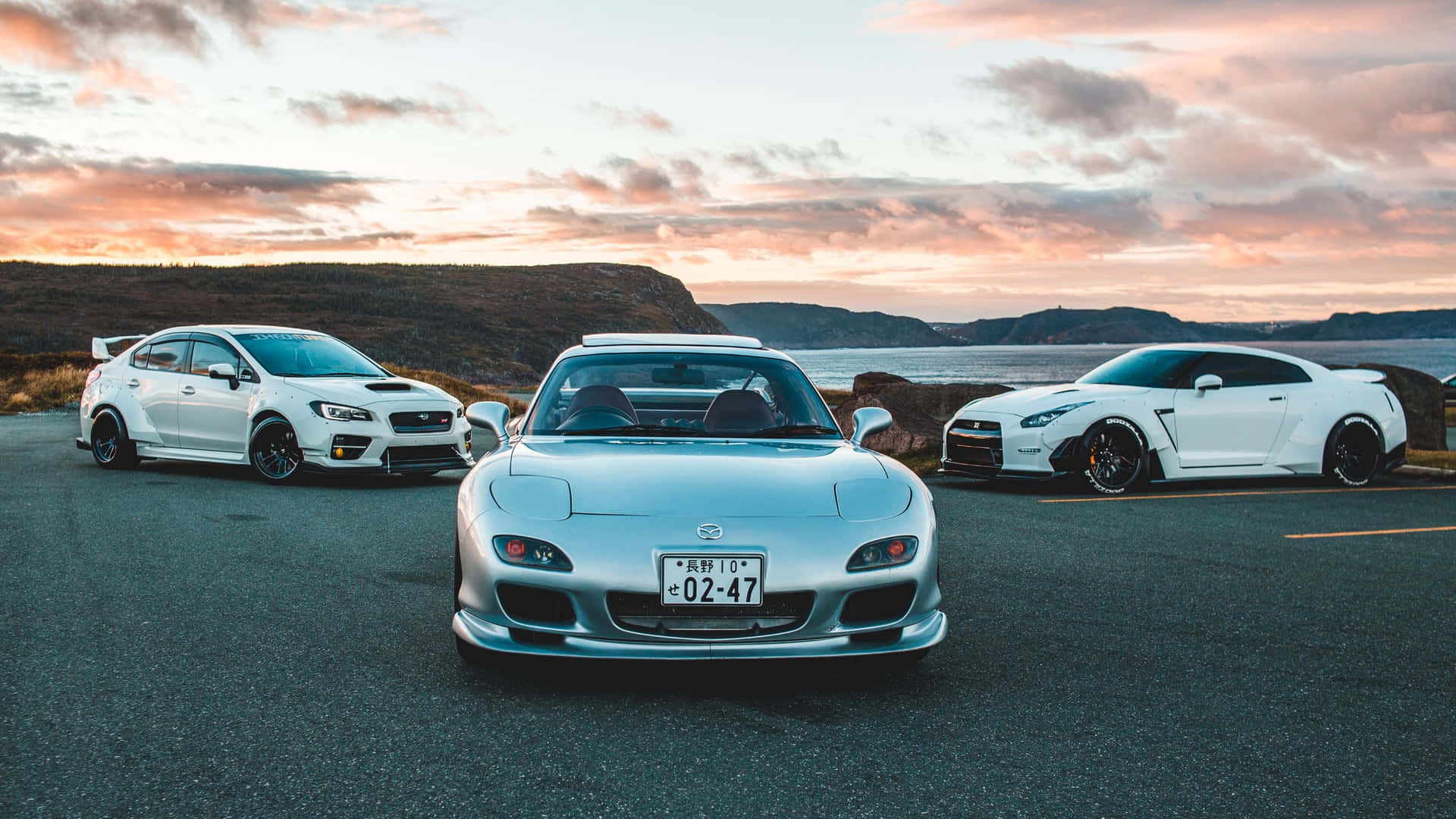 Mazda Rx 7 With Ocean View Landscape Wallpaper
