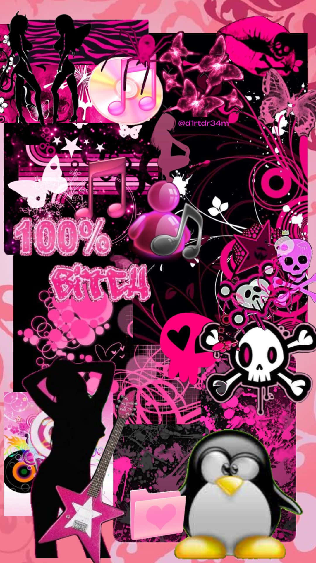 Mc Bling Aesthetic Collage Pink Black Wallpaper