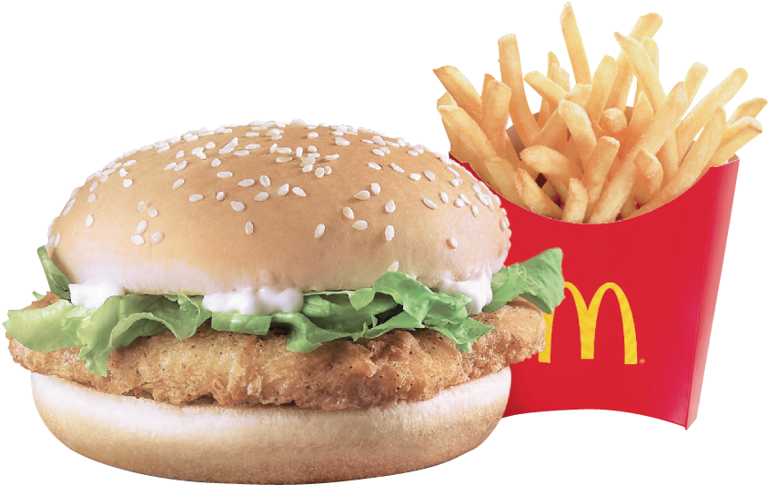 Mc Donalds Chicken Sandwichand Fries PNG