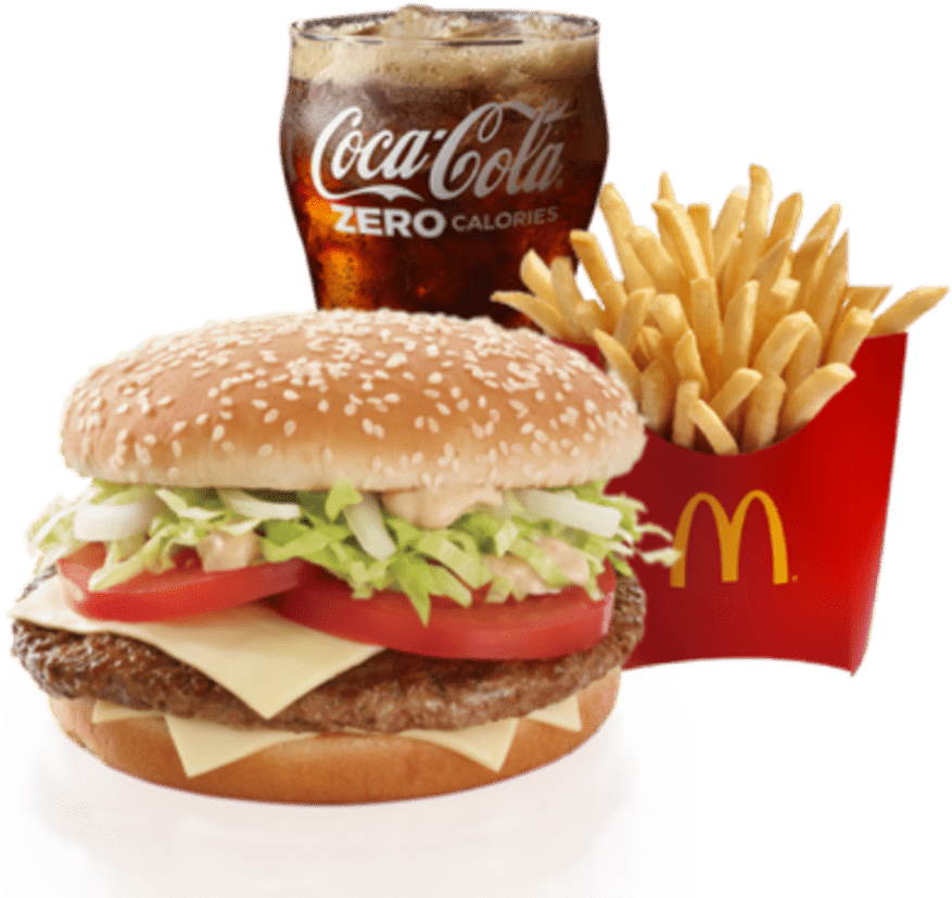 Mc Donalds Meal Combo Burger Fries Coke Zero PNG