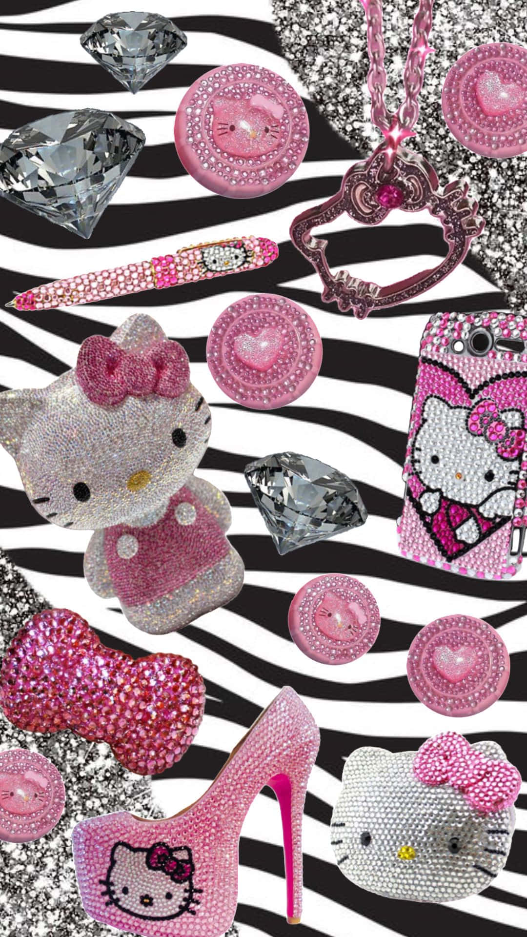 Mcb Bling Pink Glitter Accessories Collage Wallpaper