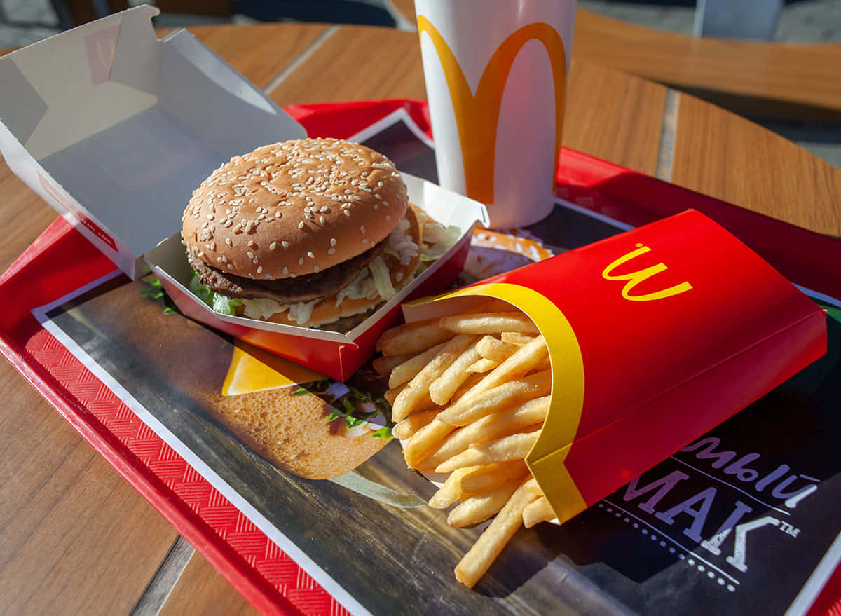 Mcdonald's Burger And Fries On A Tray