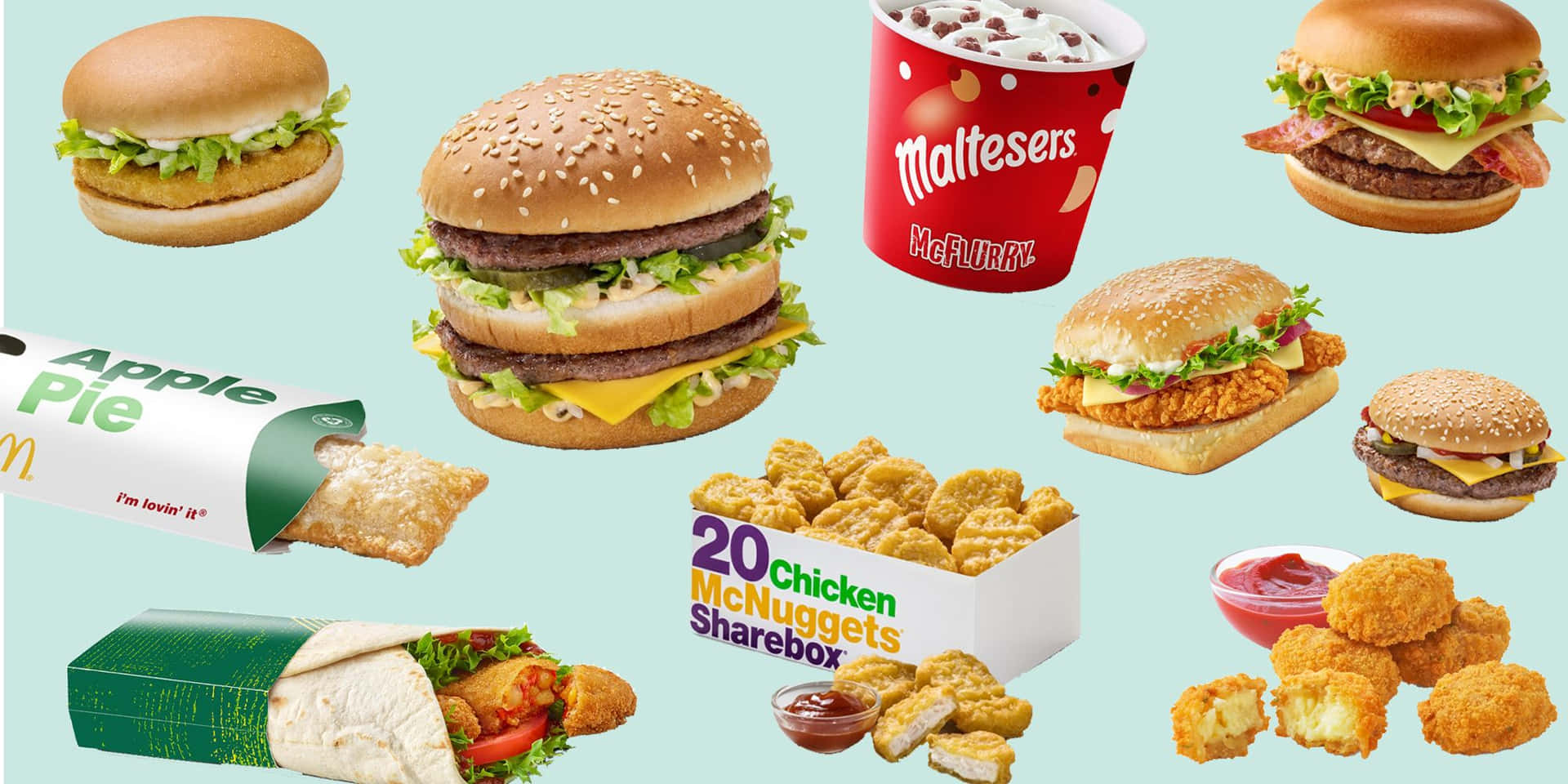 A Variety Of Fast Food Items Are Shown