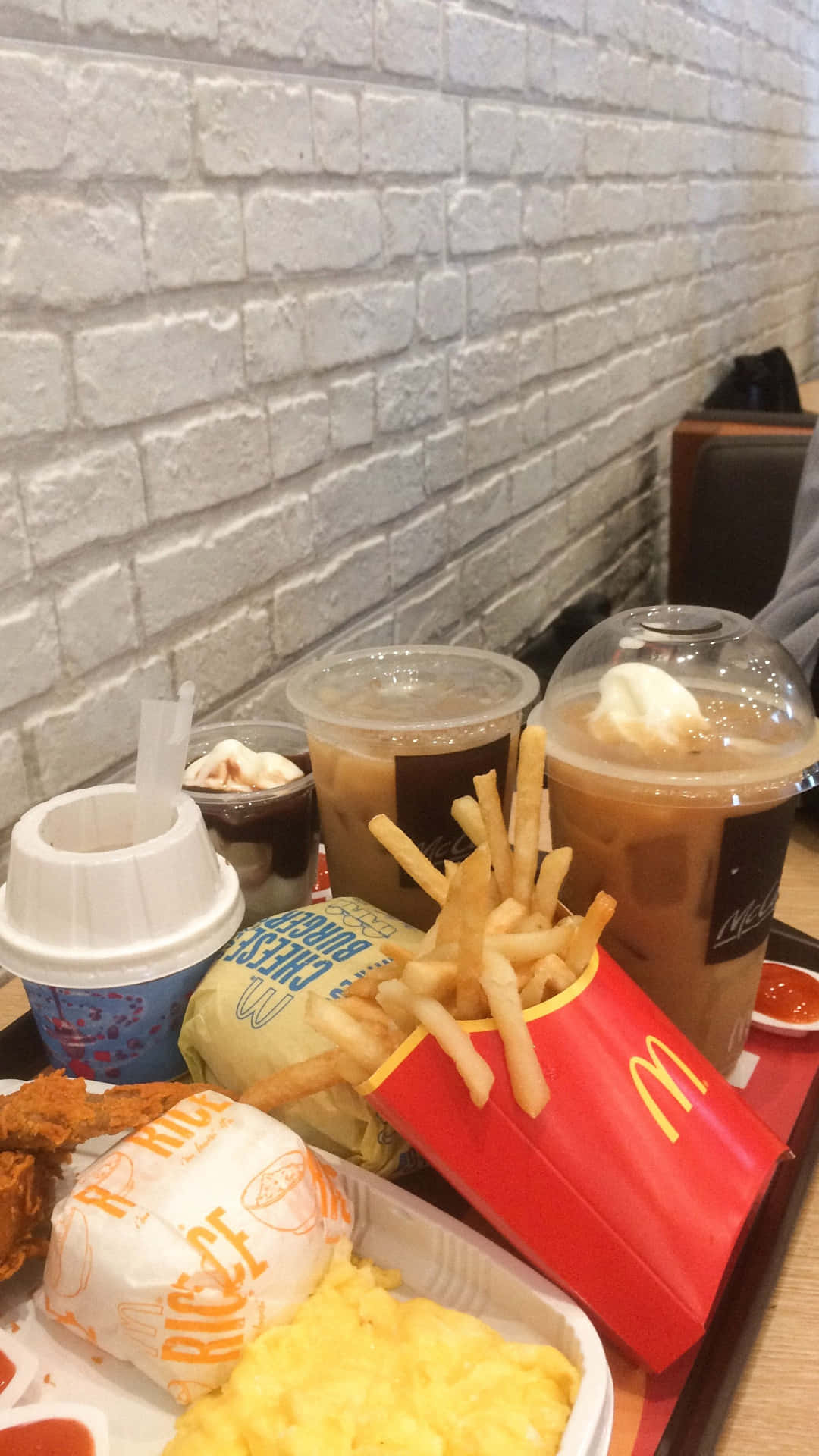 Mcdonalds Food Against Brick Wall Picture