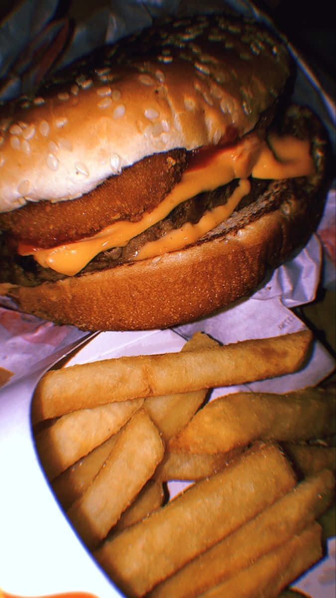 Cheese Burger With Fries Mcdonalds Food Picture