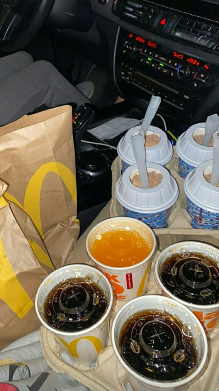 Mcdonalds Food Tray In Car Picture