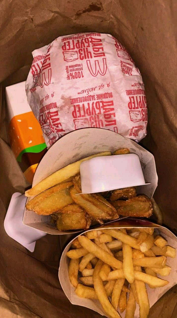 Bag Of Fries And Burger Mcdonalds Food Picture
