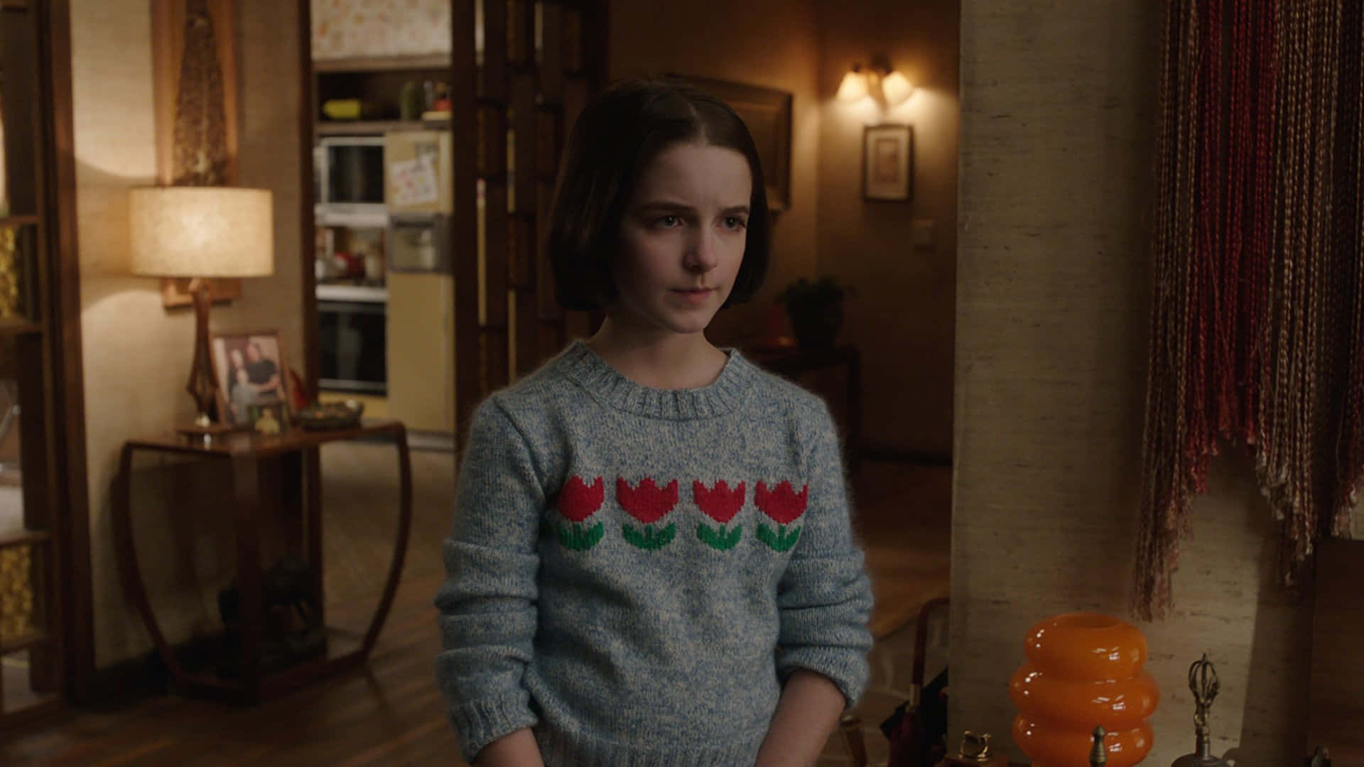 Mckenna Grace Blue Sweater Scene Wallpaper