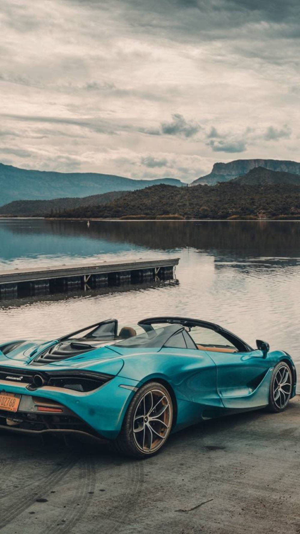 McLaren 720S Blue Car By Lake Phone Wallpaper