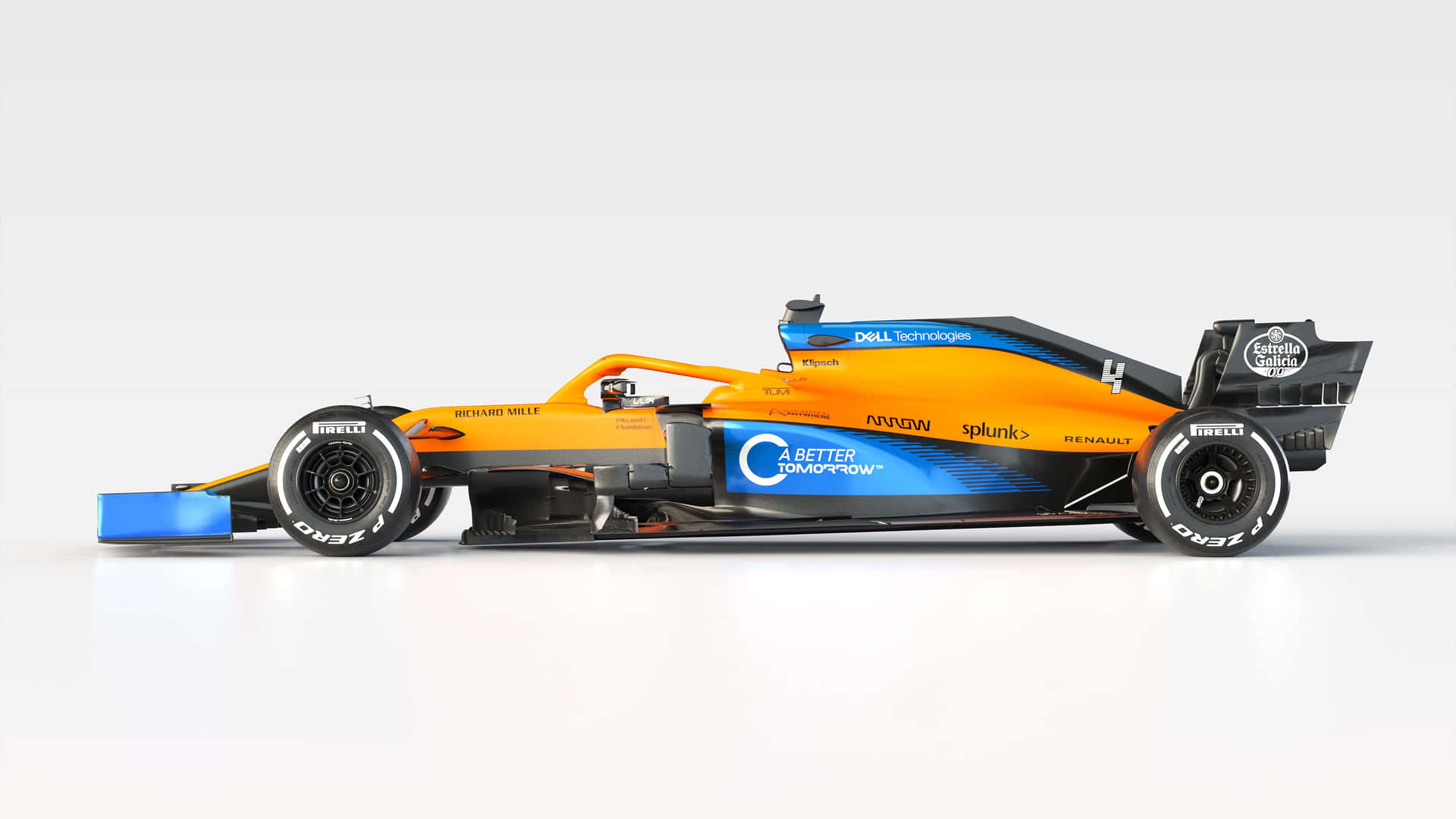A Blue And Orange Racing Car On A White Background Wallpaper