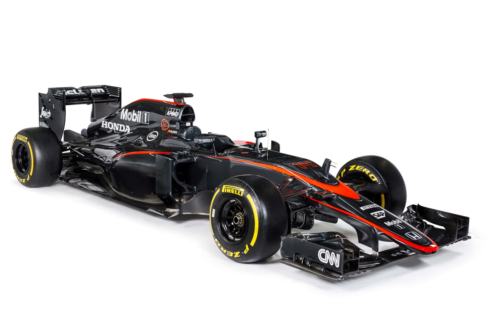 A Black And Orange Racing Car On A White Background Wallpaper