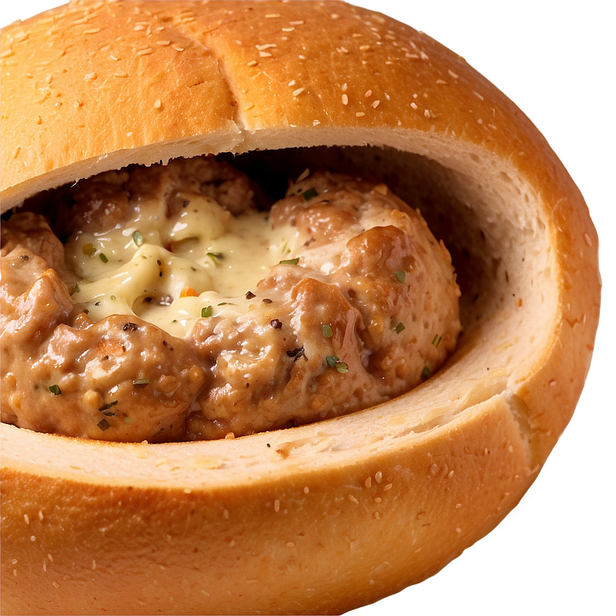 Meatball Sub Sandwich Closeup PNG