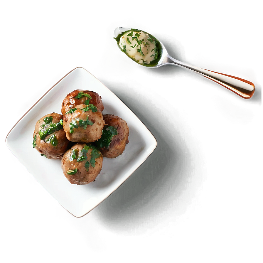 Meatball With Chimichurri Sauce Png Gqj PNG