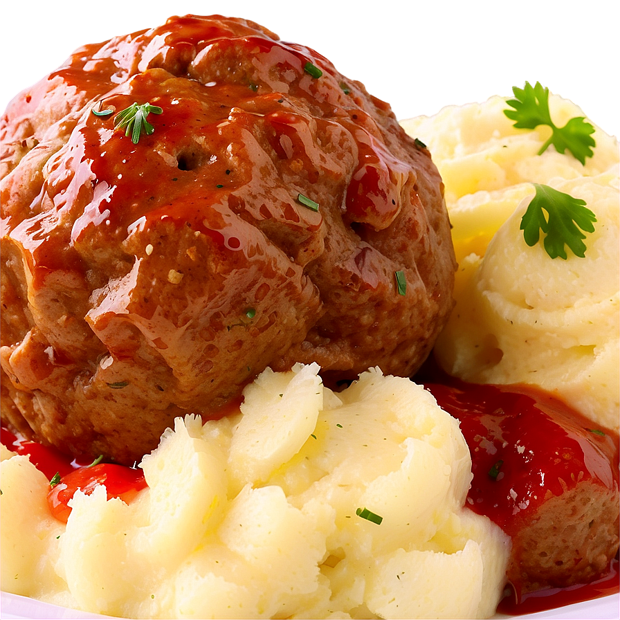 Meatball With Mashed Potatoes Png Pbm PNG