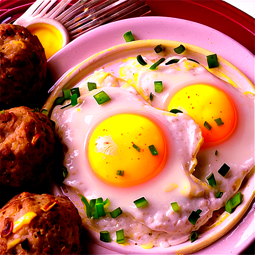 Meatballsand Sunny Side Up Eggs PNG