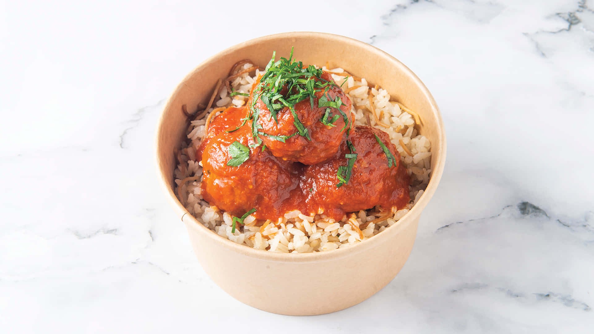 Meatballsin Tomato Sauceon Rice Wallpaper