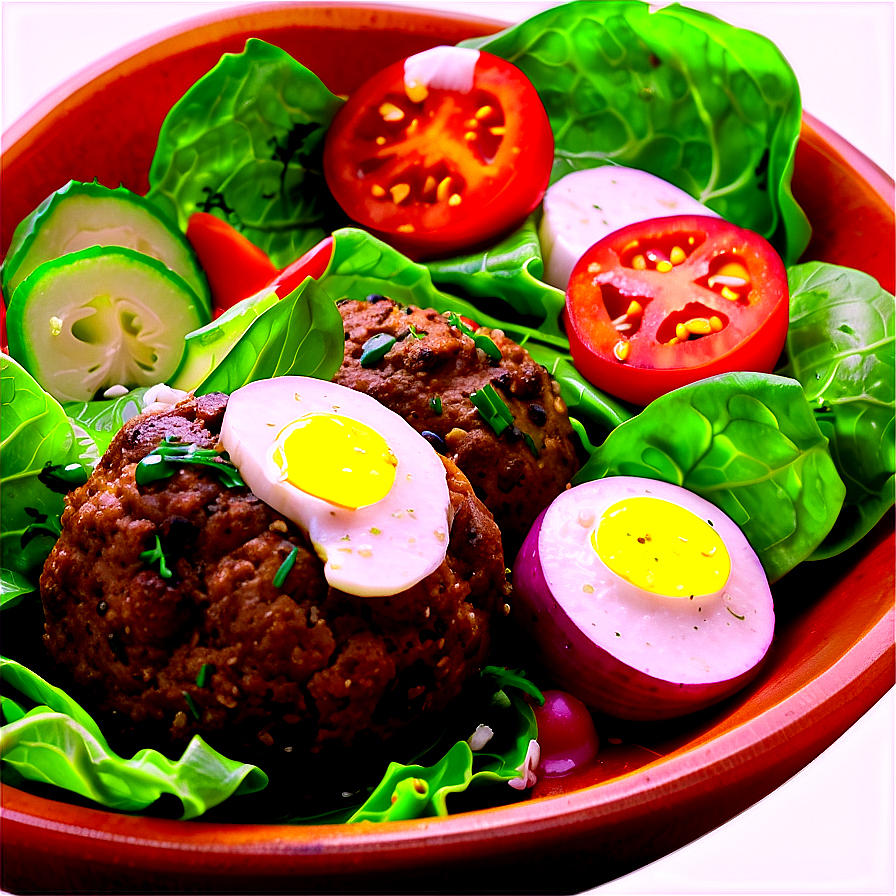 Meatballswith Quail Eggsand Vegetables PNG