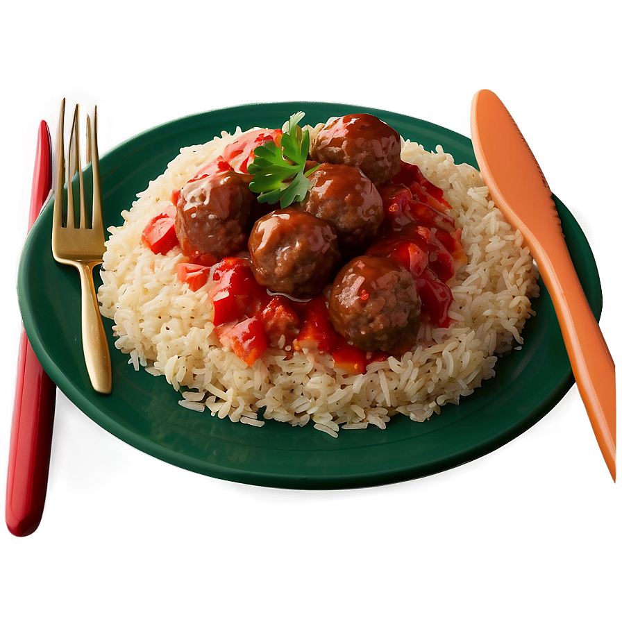 Meatballswith Riceand Tomato Sauce PNG